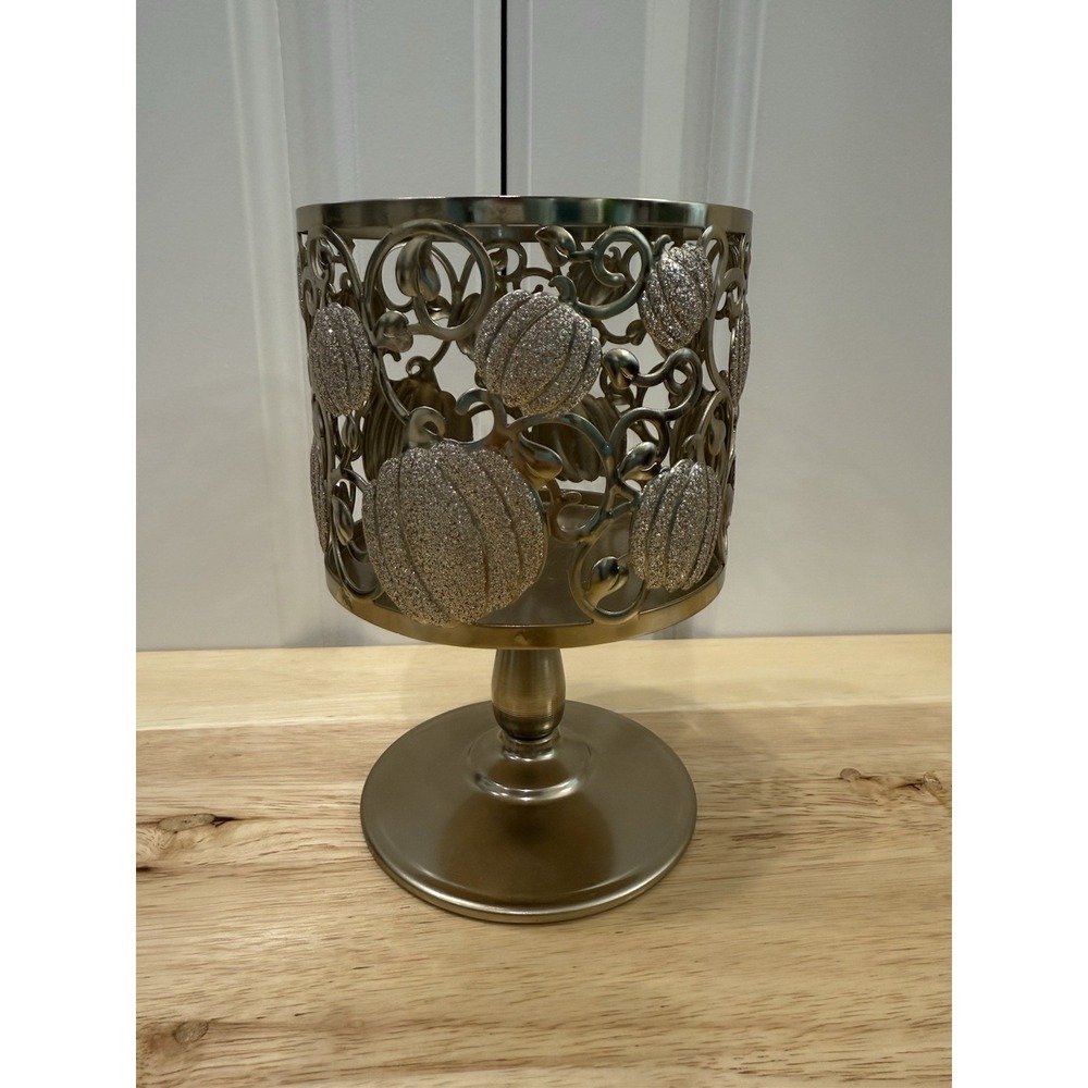 Bath And Body Works 3 Wick Candle Holder Pumpkin Glitter Halloween Fall